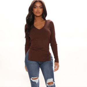 V neck chocolate color  sweater  brand new